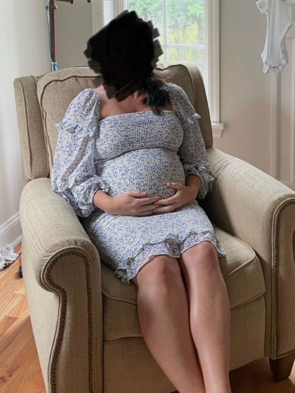 Smocked Lavender Floral Midi Dress-Perfect for maternity wear 🤰